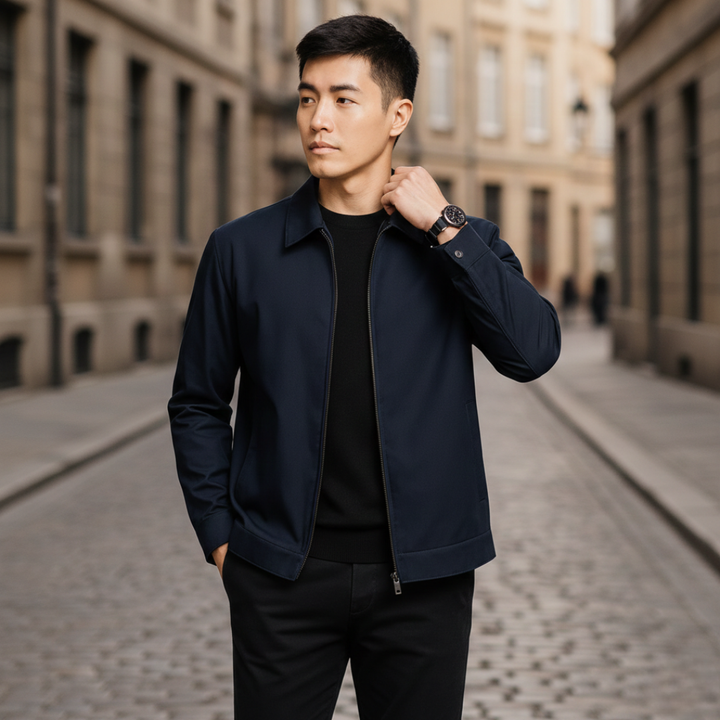 Harrington Jacket Full Zip Pointed Collar Mens