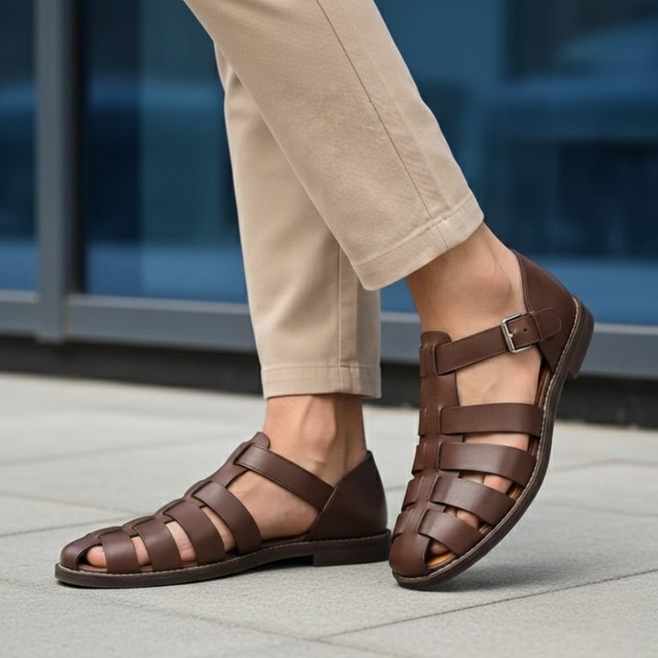 Orthopedic Sandals Gladiator Strap Leather Mens