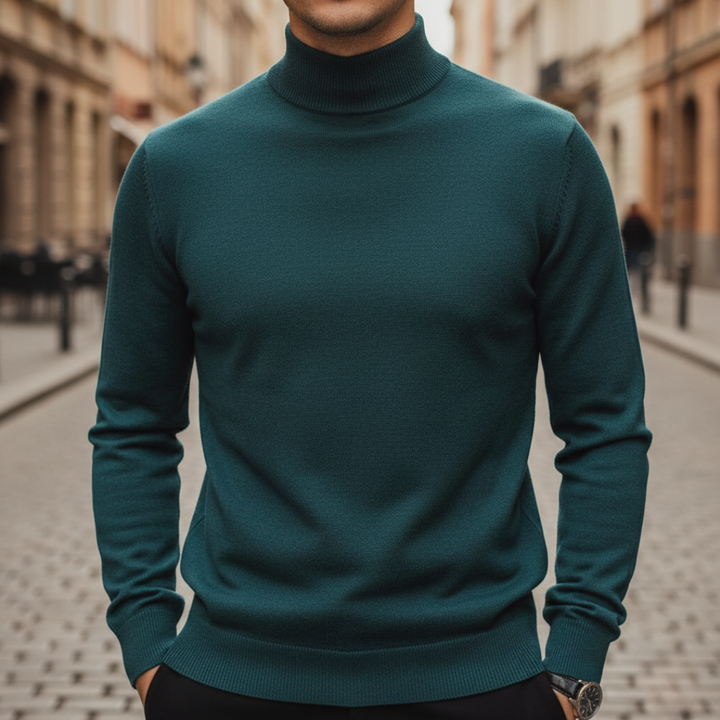 Turtleneck Sweater Knit Pullover Mens
