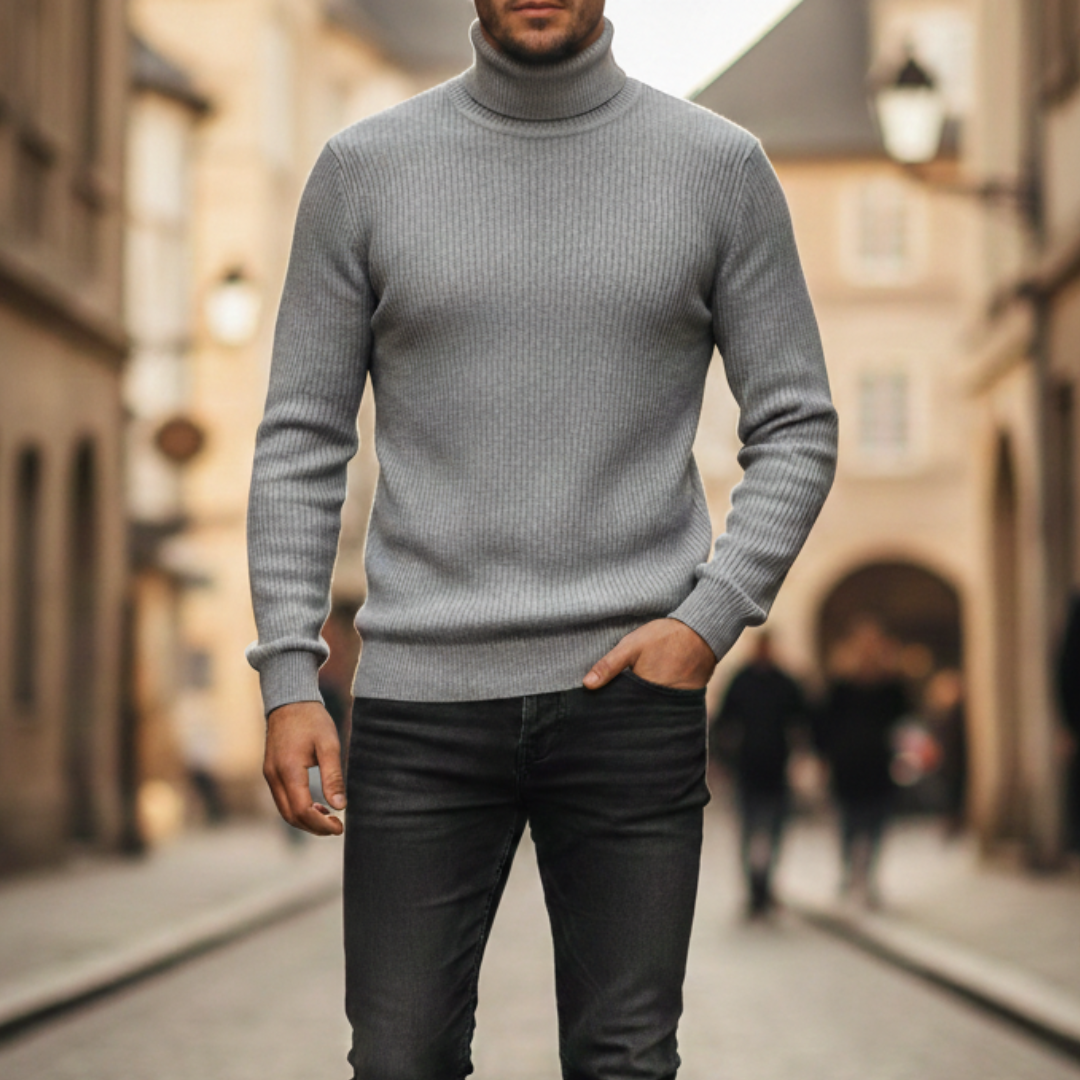 Turtleneck Sweater Knit Pullover Mens