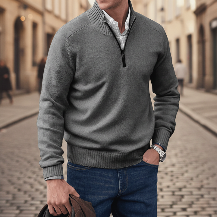 Men Quarter Zip Mock Neck Sweater