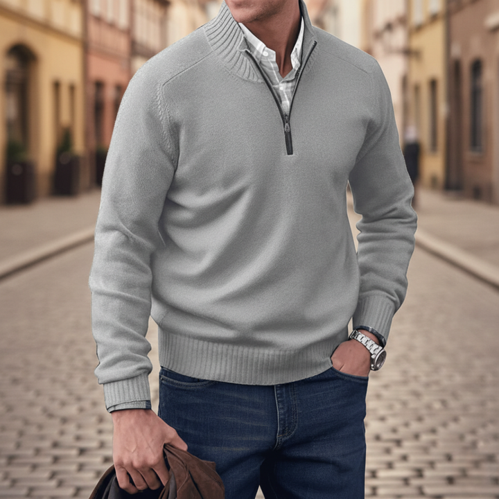 Men Quarter Zip Mock Neck Sweater