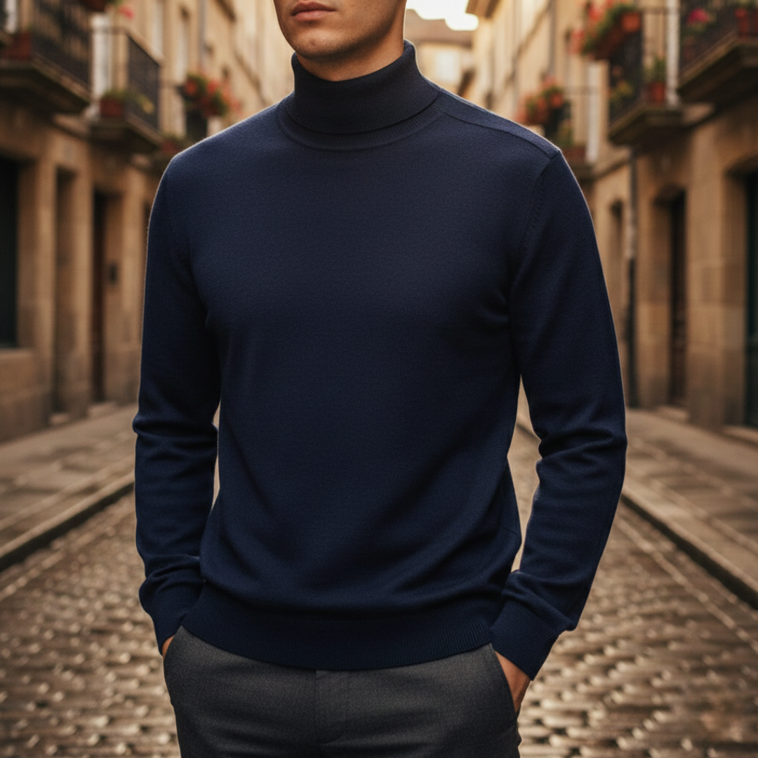 Turtleneck Sweater Knit Pullover Mens