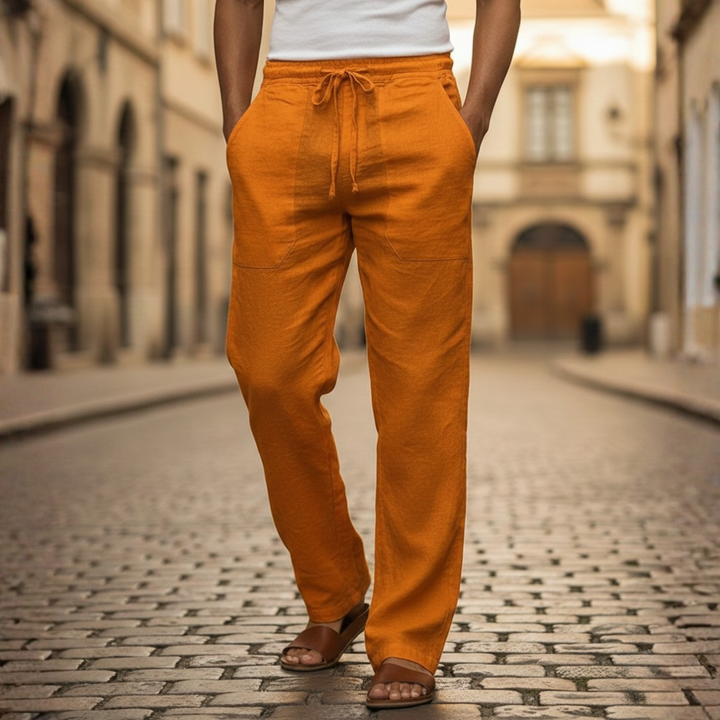 Trousers Baggy Linen Drawstring Mens