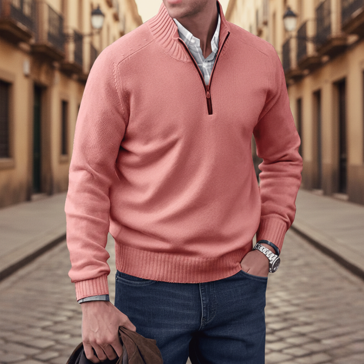 Men Quarter Zip Mock Neck Sweater