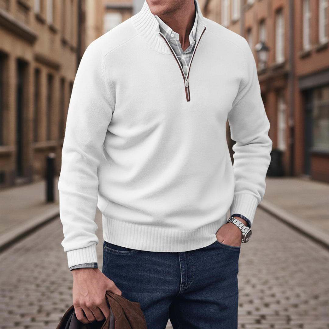 Men Quarter Zip Mock Neck Sweater