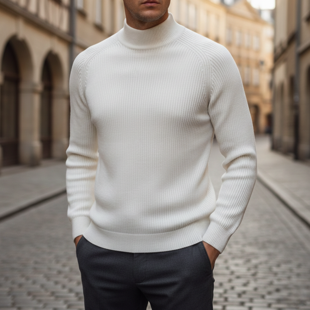 Turtleneck Sweater Knit Pullover Mens